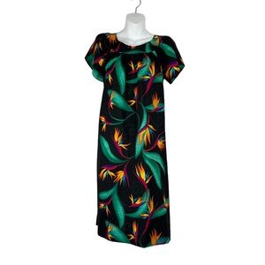 Vintage Hilo Hattie Hawaiian Maxi Dress – Bird of Paradise Print Size Small